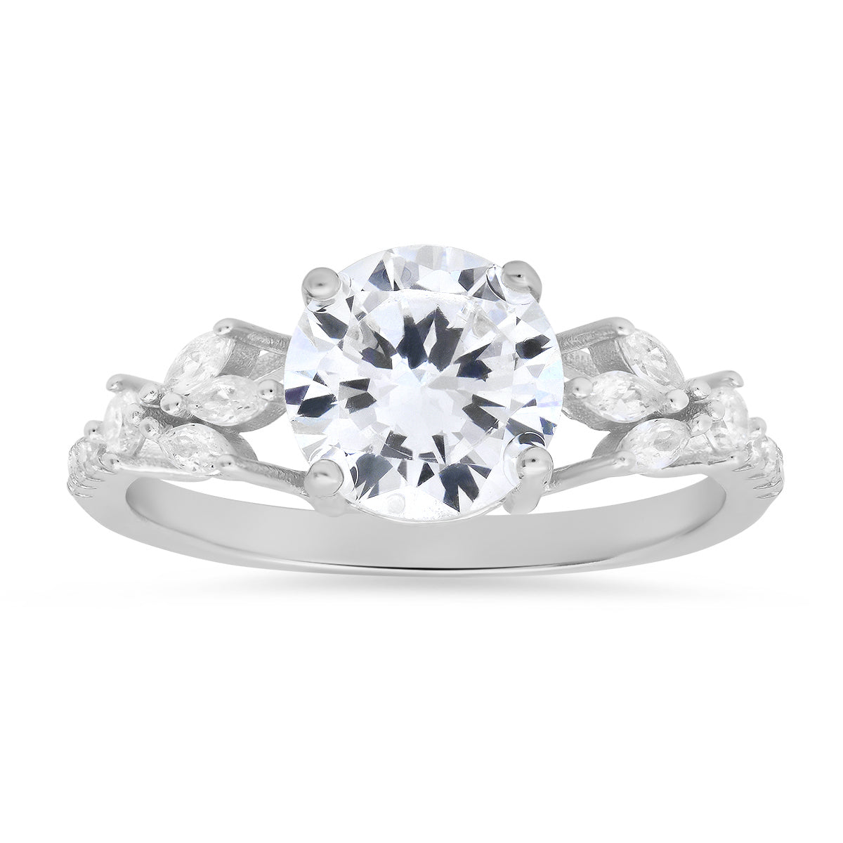 Sterling Silver Round & Marquise-cut Diamond CZ Ring - Charming Charlie