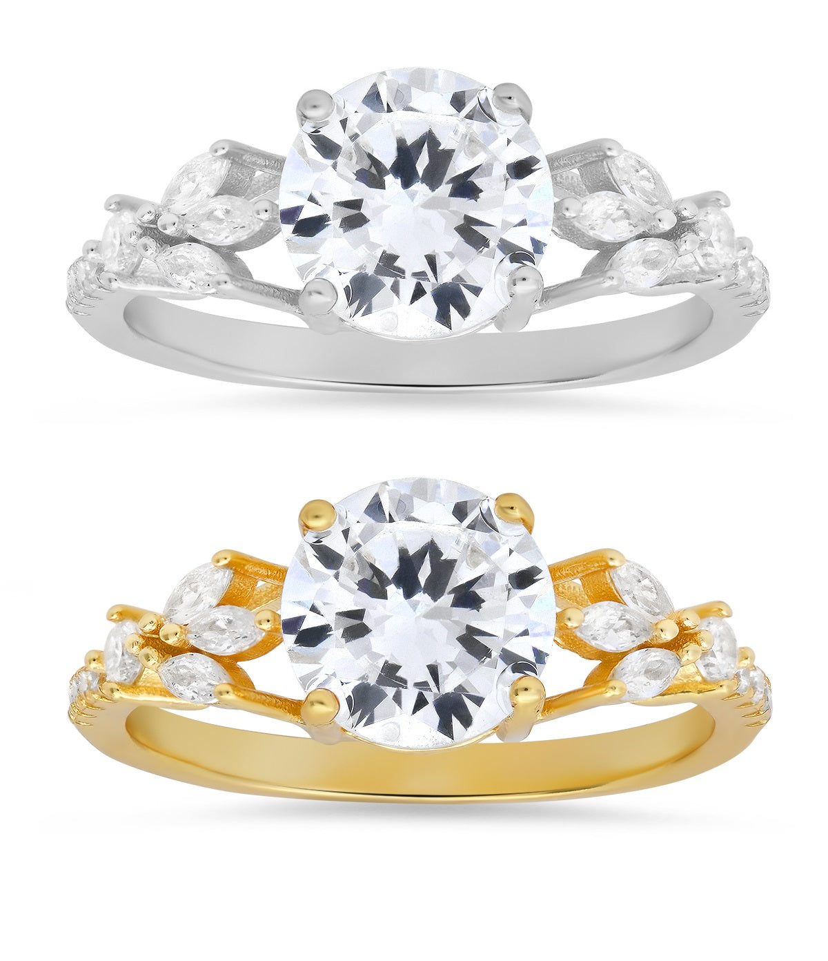 Sterling Silver Round & Marquise-cut Diamond CZ Ring - Charming Charlie