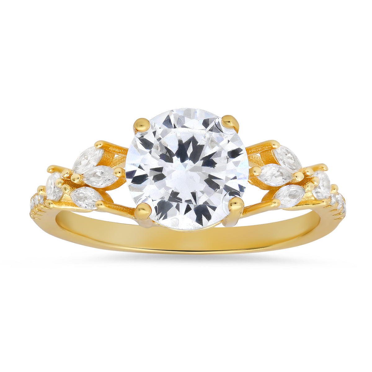 Sterling Silver Round & Marquise-cut Diamond CZ Ring - Charming Charlie