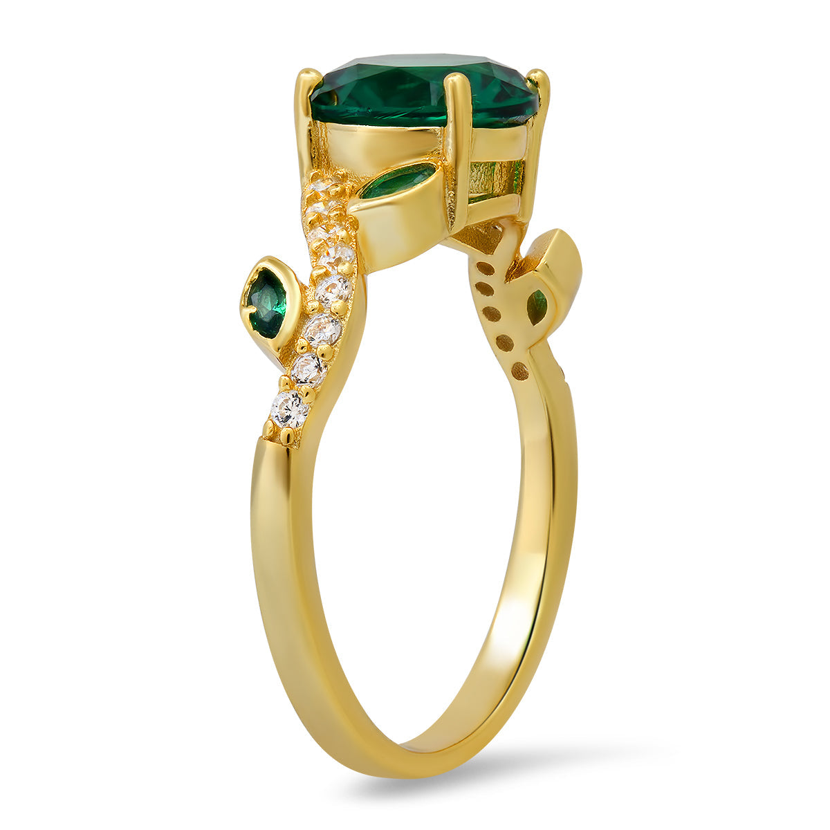 Gold Over Silver Emerald Floral Ring - Charming Charlie