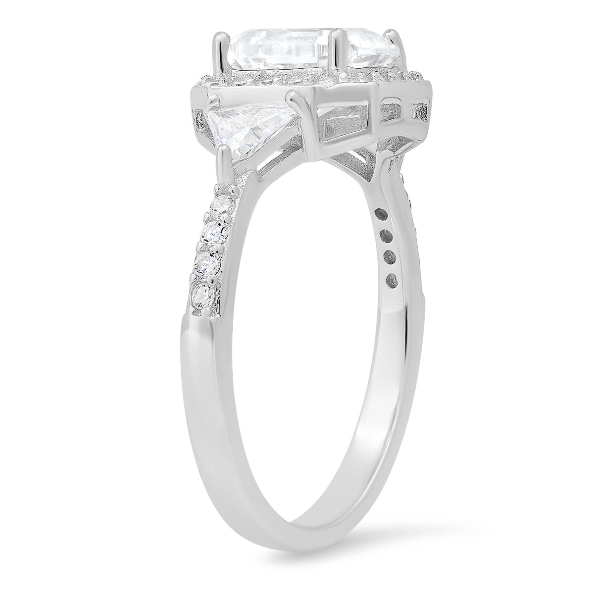 Sterling Silver Asscher-cut Diamond CZ Halo Ring - Charming Charlie