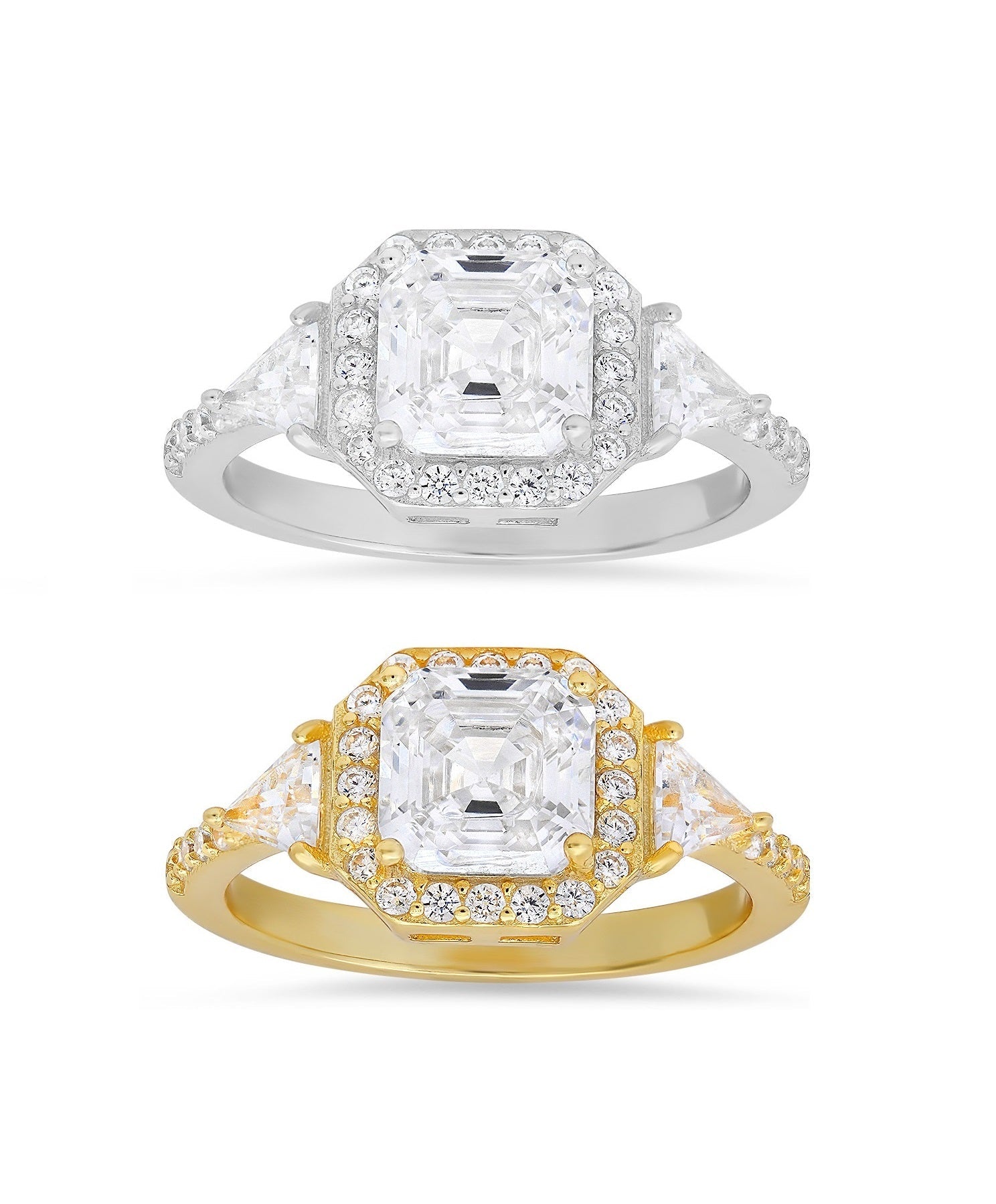 Sterling Silver Asscher-cut Diamond CZ Halo Ring - Charming Charlie