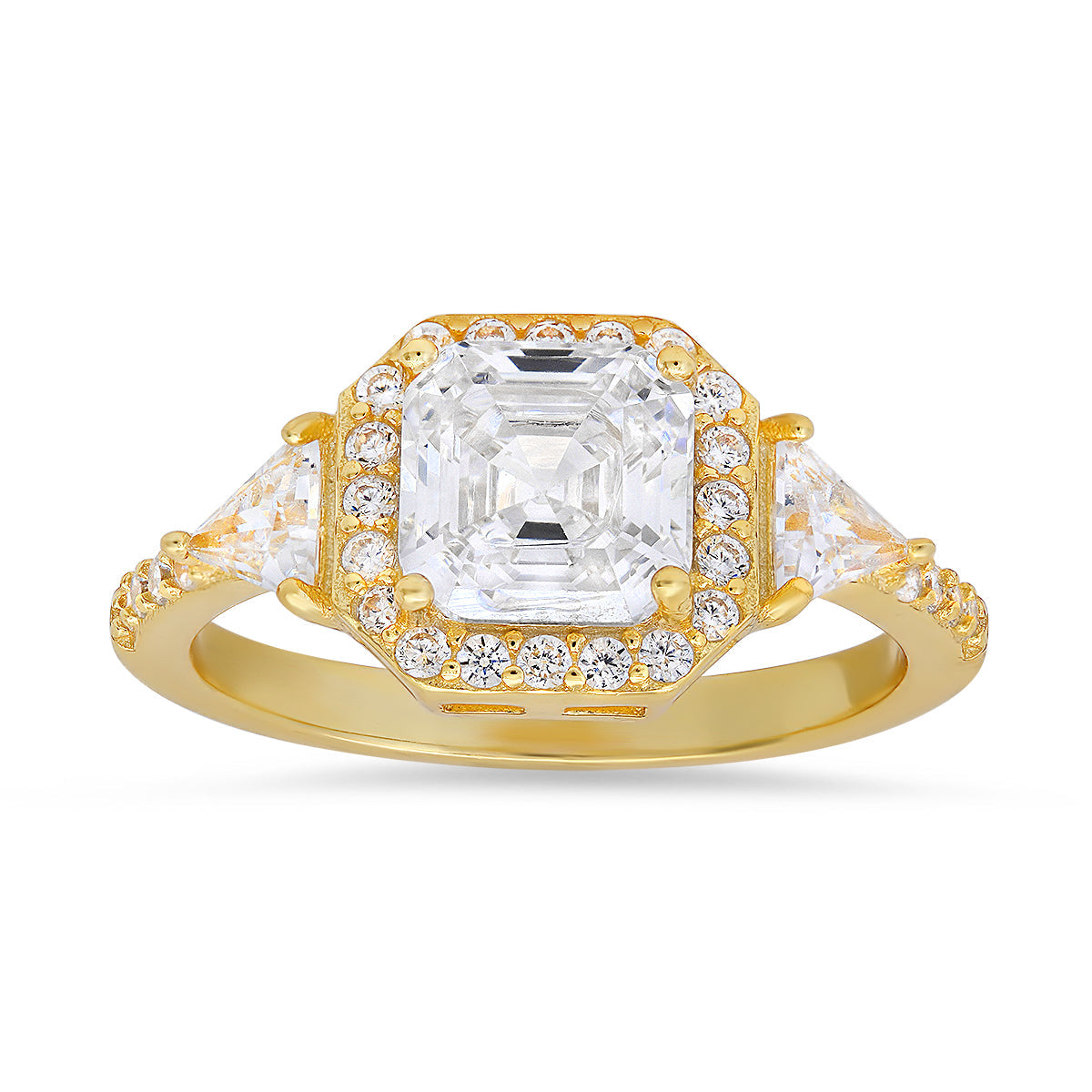 Sterling Silver Asscher-cut Diamond CZ Halo Ring - Charming Charlie