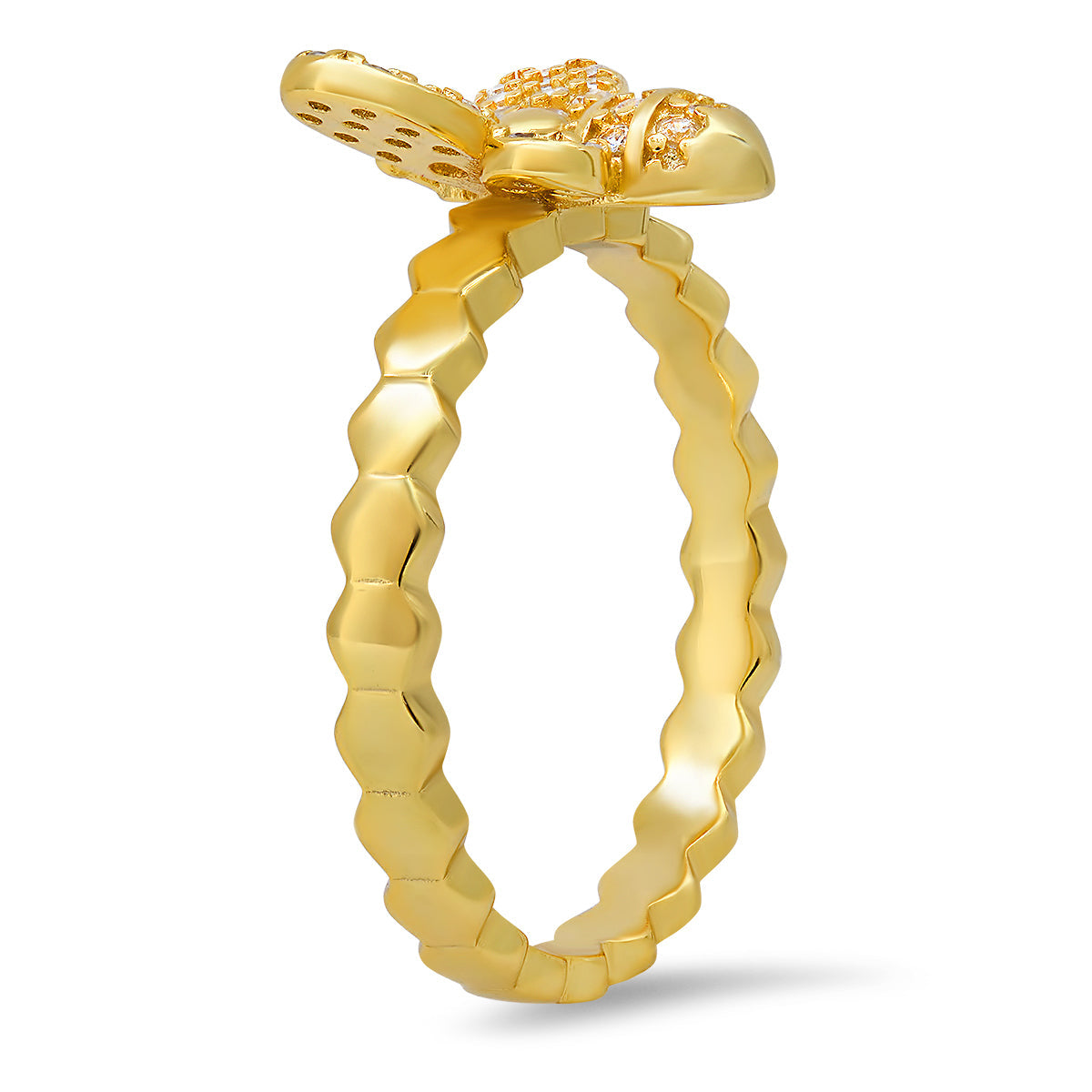 Gold Over Silver Diamond CZ Bumble Bee Ring - Charming Charlie