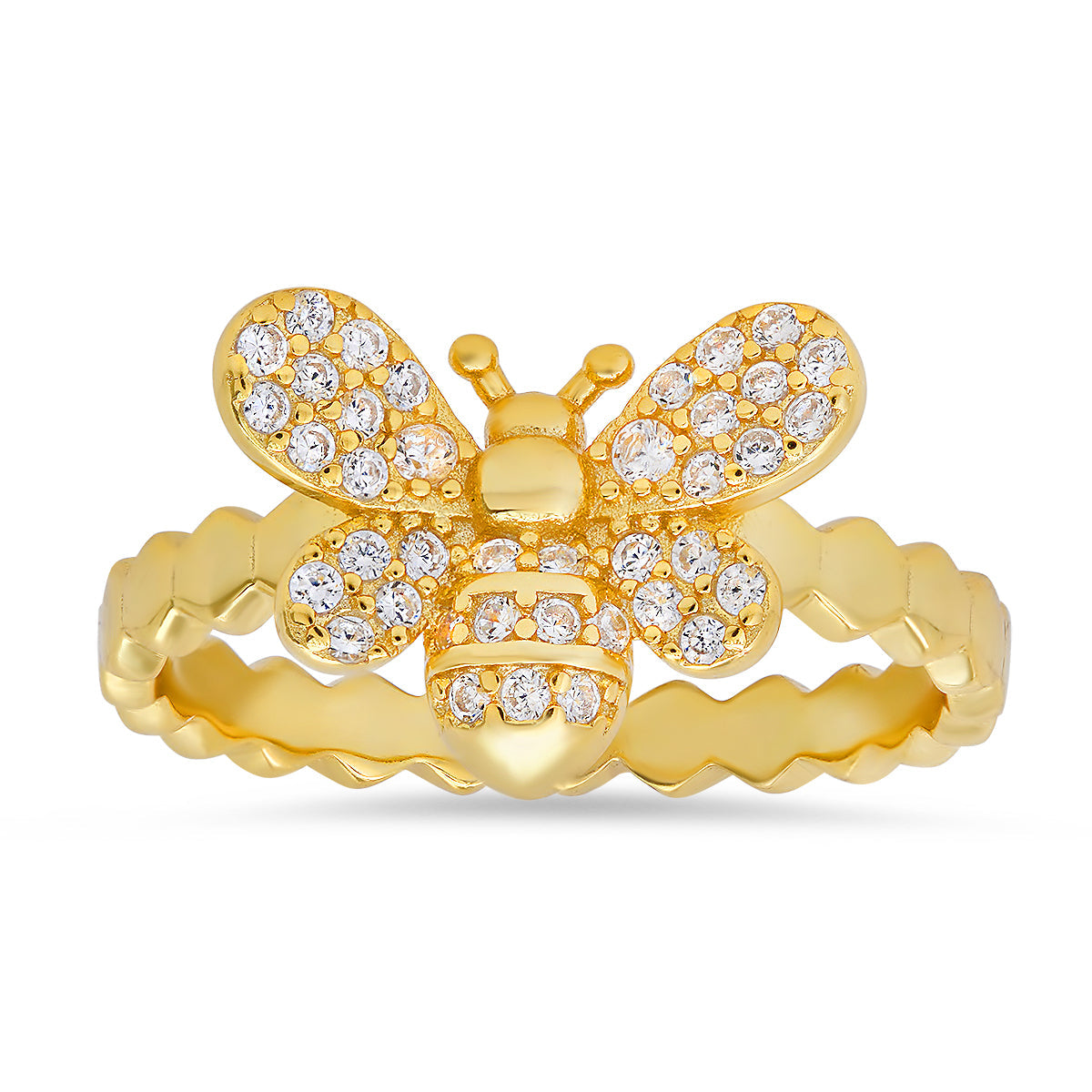 Gold Over Silver Diamond CZ Bumble Bee Ring - Charming Charlie