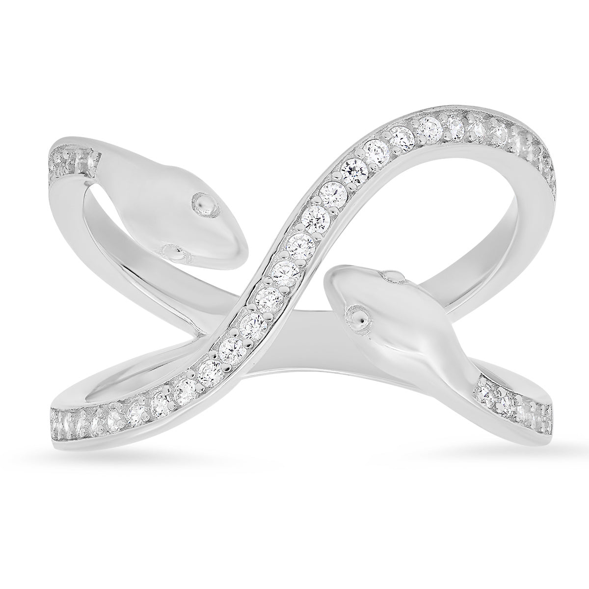 Sterling Silver Diamond CZ "X" Snake Ring - Charming Charlie