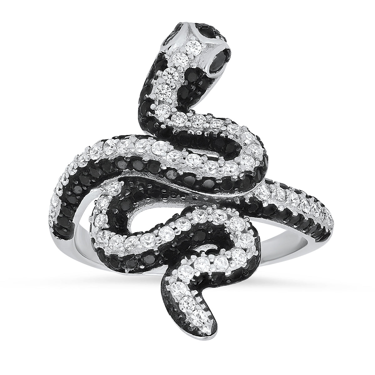 Sterling Silver Diamond CZ Snake Ring - Charming Charlie