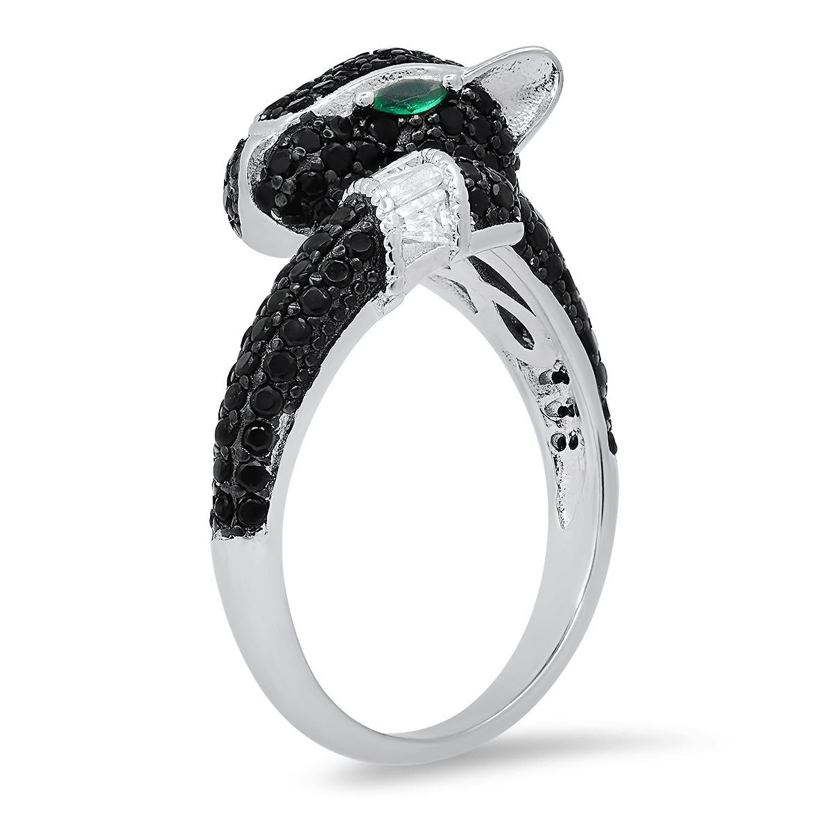 Sterling Silver Black Panther Diamond CZ Ring - Charming Charlie
