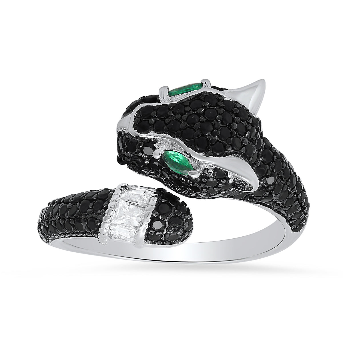 Sterling Silver Black Panther Diamond CZ Ring - Charming Charlie