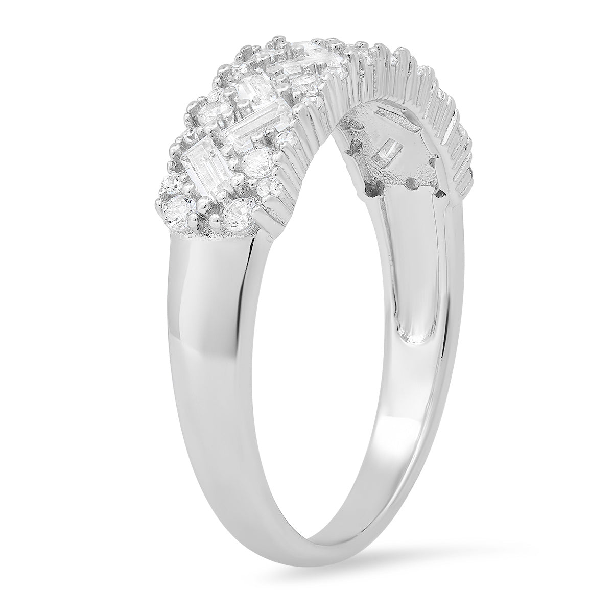Sterling Silver Baguette-cut Diamond CZ Band Ring - Charming Charlie