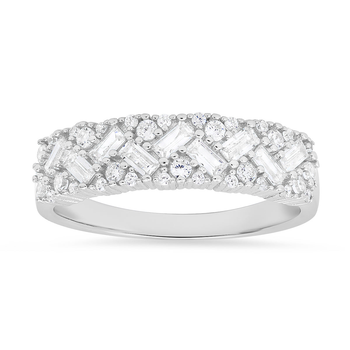 Sterling Silver Baguette-cut Diamond CZ Band Ring - Charming Charlie