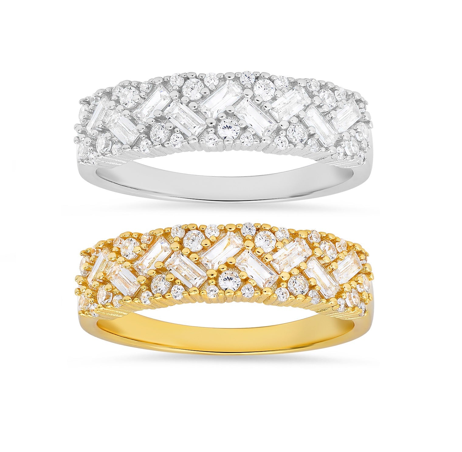 Sterling Silver Baguette-cut Diamond CZ Band Ring - Charming Charlie