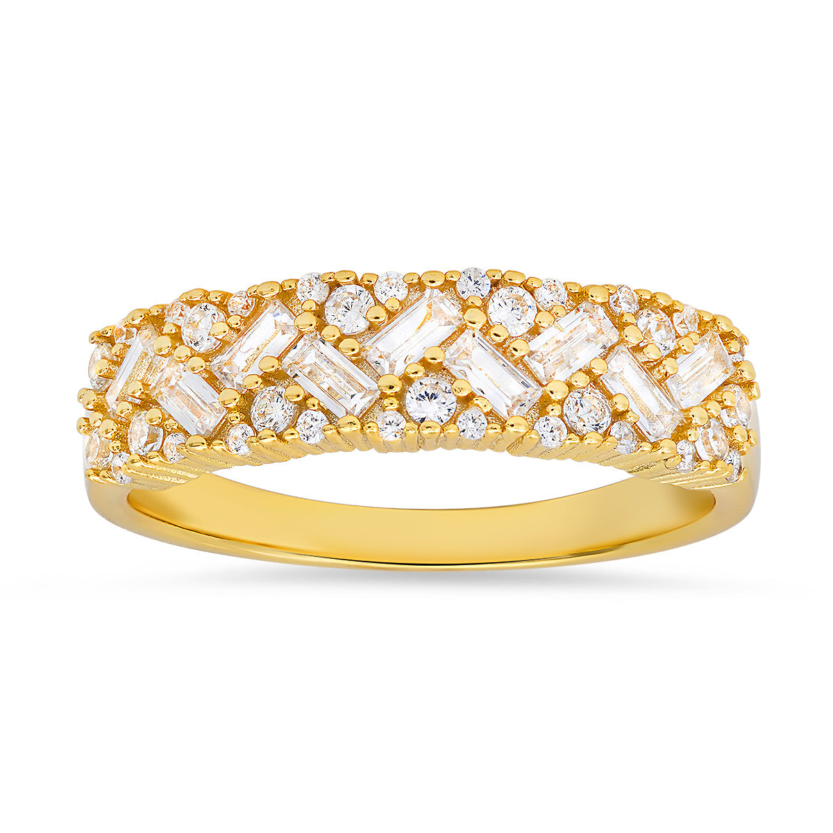 Sterling Silver Baguette-cut Diamond CZ Band Ring - Charming Charlie
