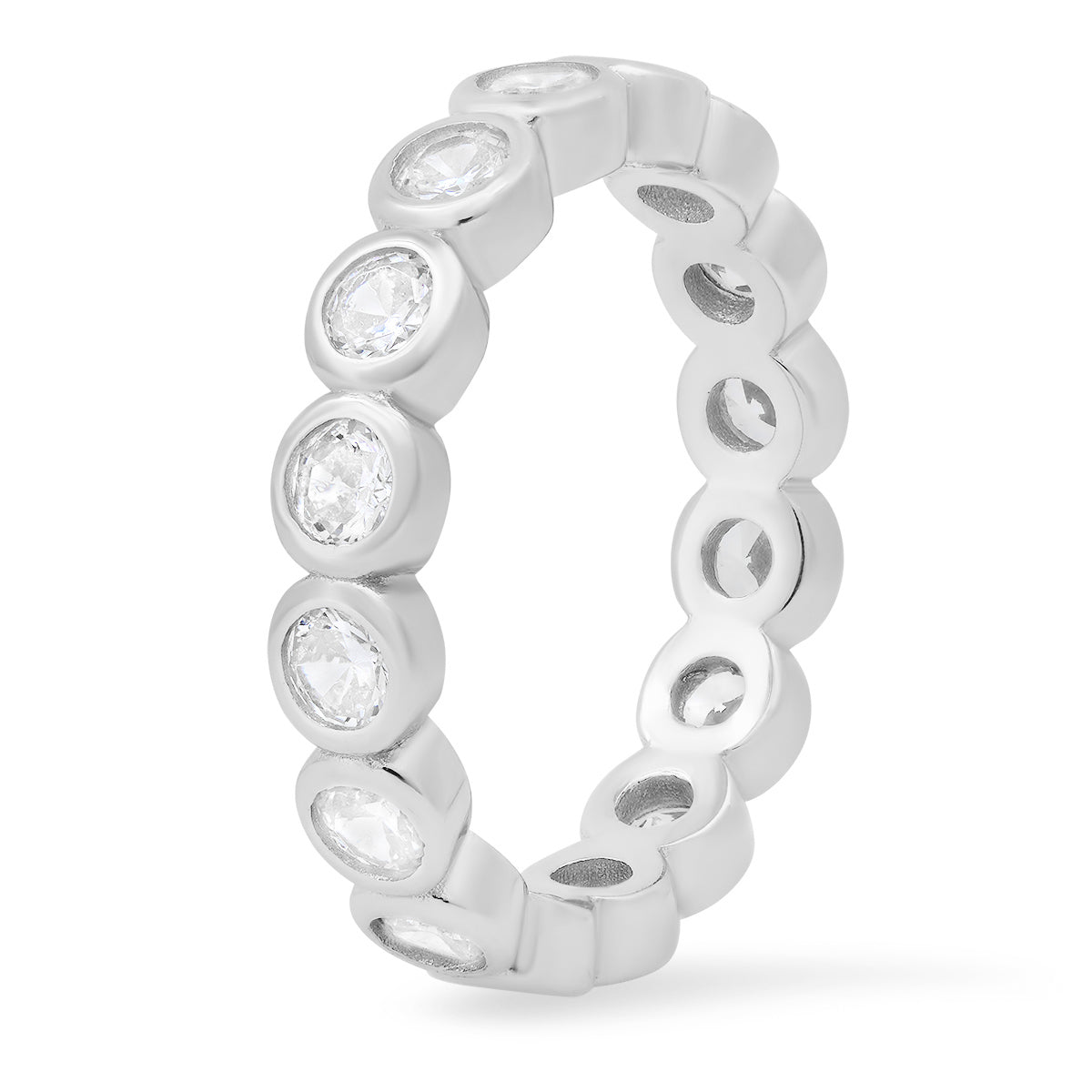 Sterling Silver Bezel-set Diamond CZ Eternity Band Ring - Charming Charlie
