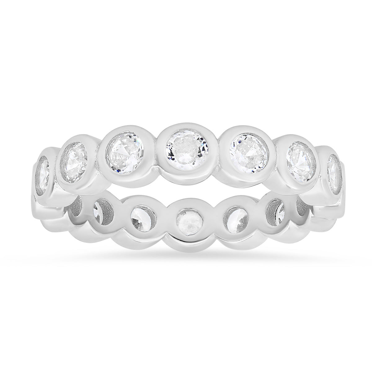 Sterling Silver Bezel-set Diamond CZ Eternity Band Ring - Charming Charlie
