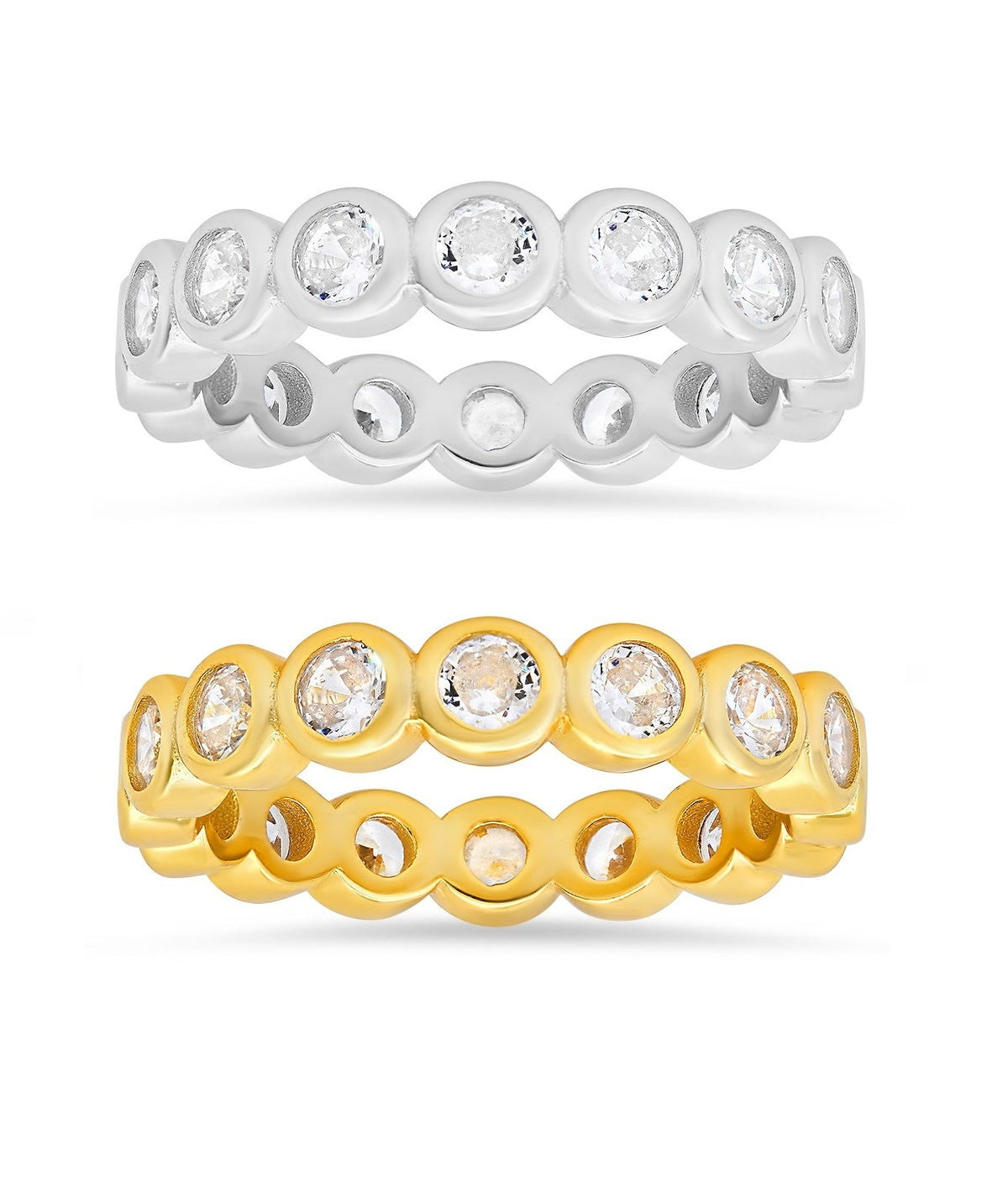 Sterling Silver Bezel-set Diamond CZ Eternity Band Ring - Charming Charlie
