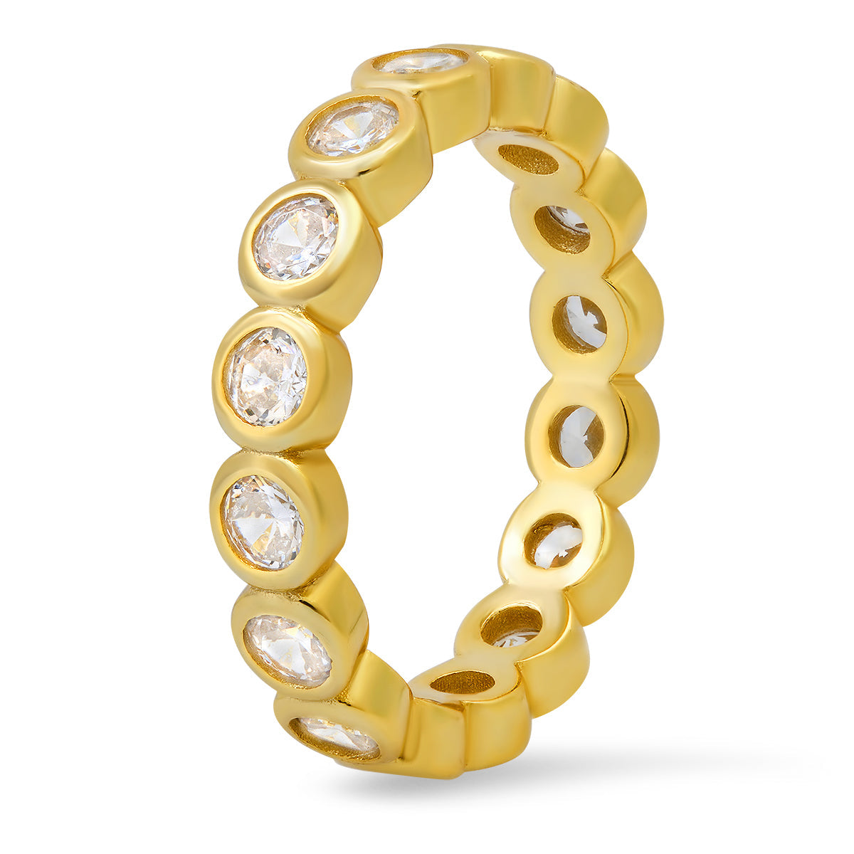 Sterling Silver Bezel-set Diamond CZ Eternity Band Ring - Charming Charlie