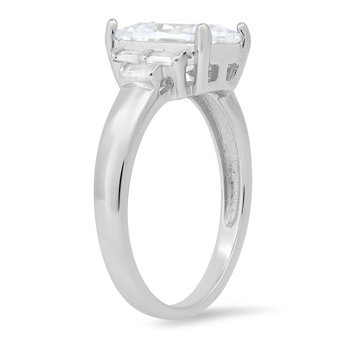 Sterling Silver Emerald-cut Diamond CZ Ring - Charming Charlie