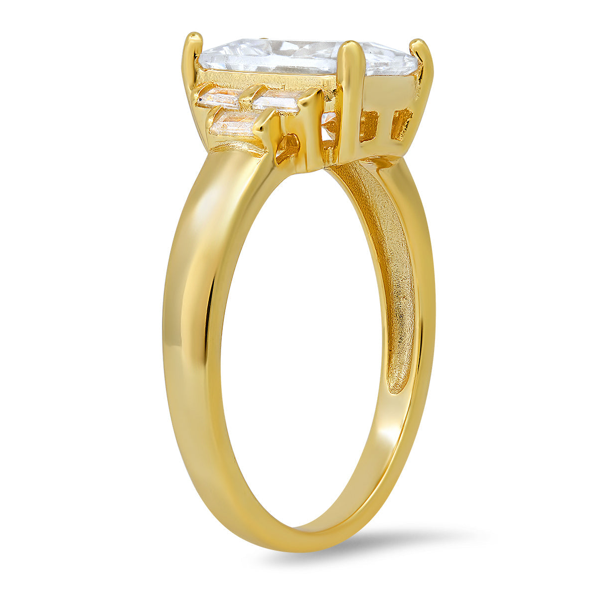 Sterling Silver Emerald-cut Diamond CZ Ring - Charming Charlie
