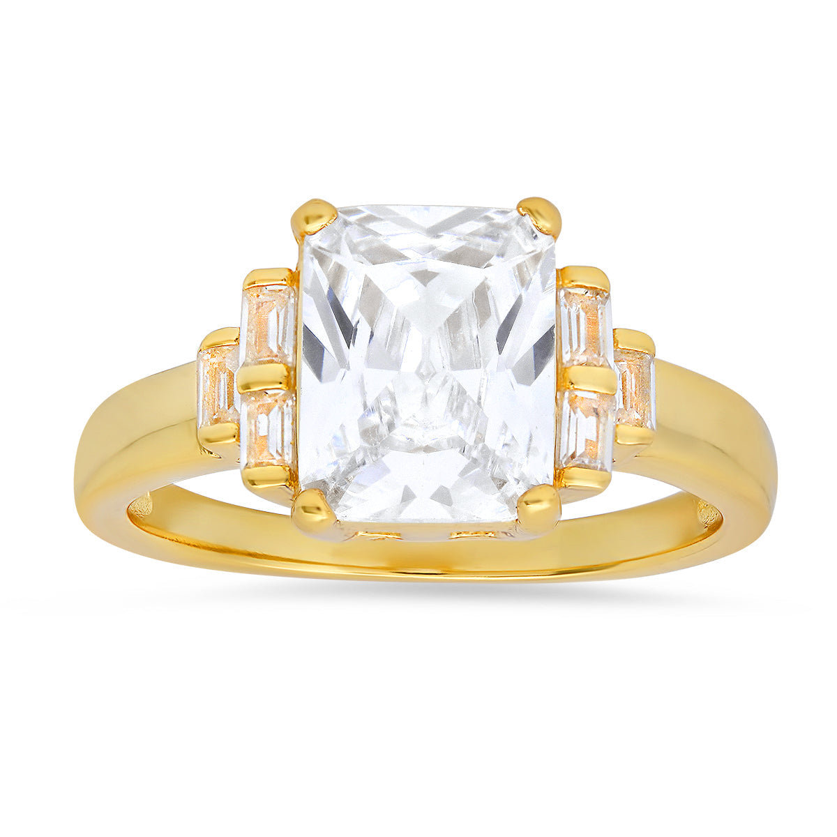 Sterling Silver Emerald-cut Diamond CZ Ring - Charming Charlie