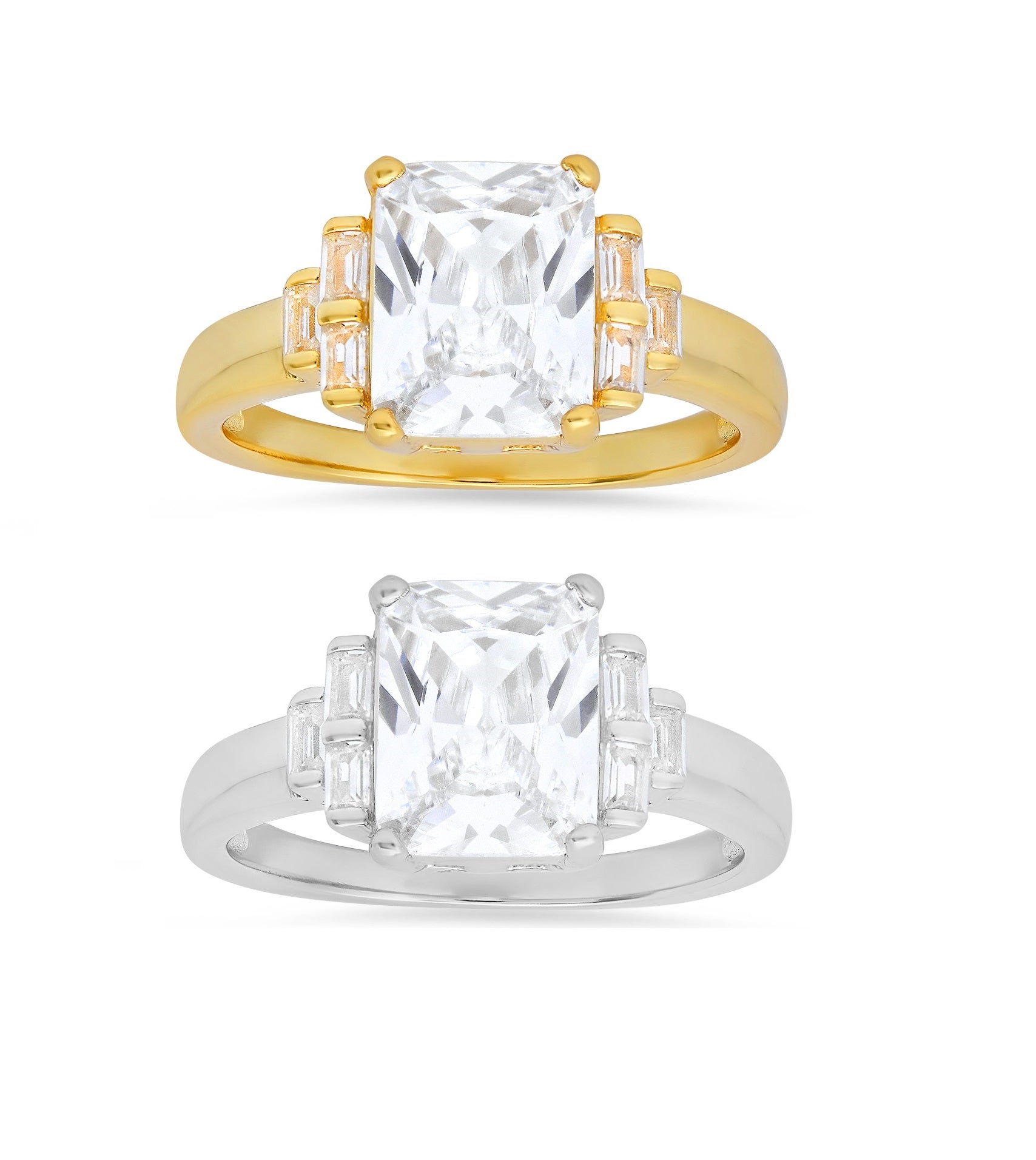 Sterling Silver Emerald-cut Diamond CZ Ring - Charming Charlie