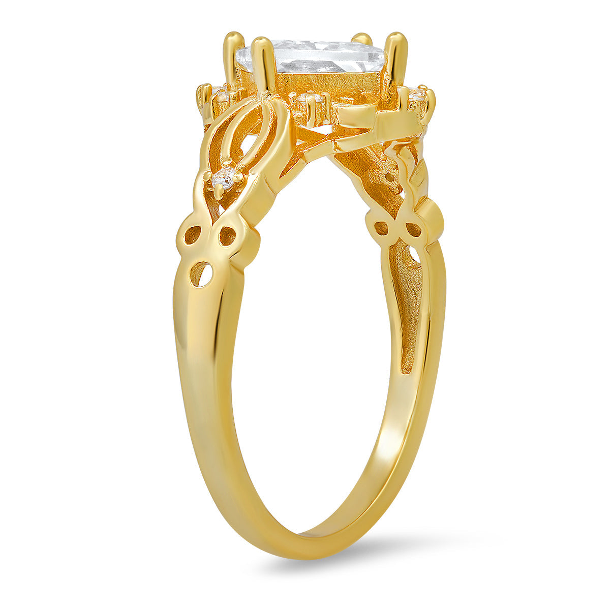 Sterling Silver Princess-cut Diamond CZ Filigree Ring - Charming Charlie