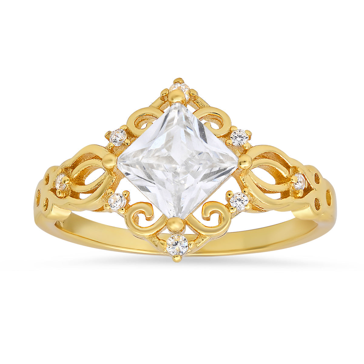 Sterling Silver Princess-cut Diamond CZ Filigree Ring - Charming Charlie