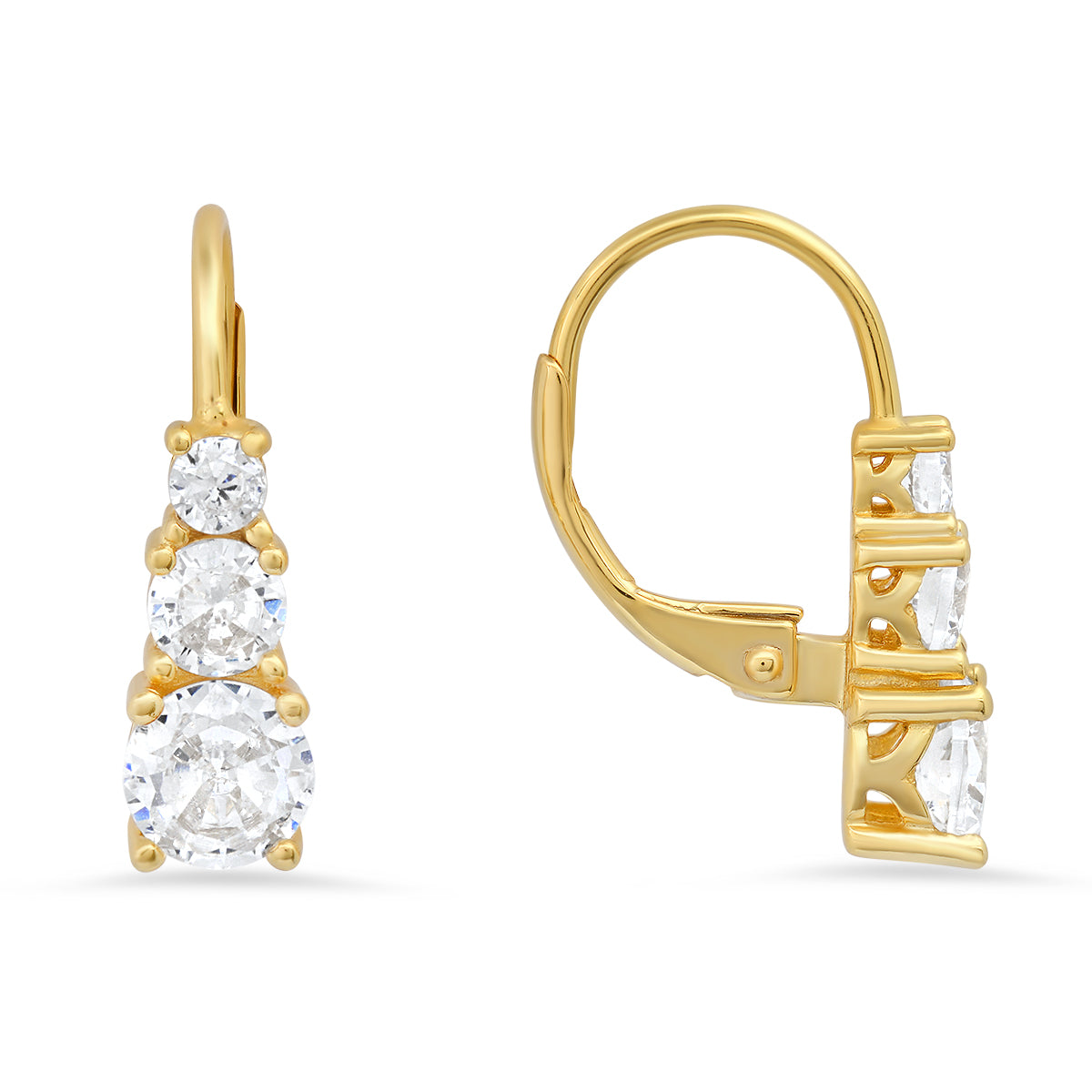 Sterling Silver 3-Stone Diamond Leverback Earrings - Charming Charlie
