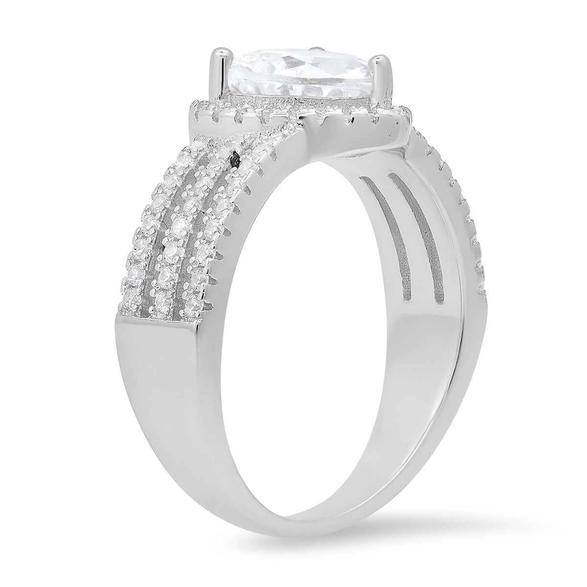 Sterling Silver Heart-cut Diamond CZ Halo Ring - Charming Charlie