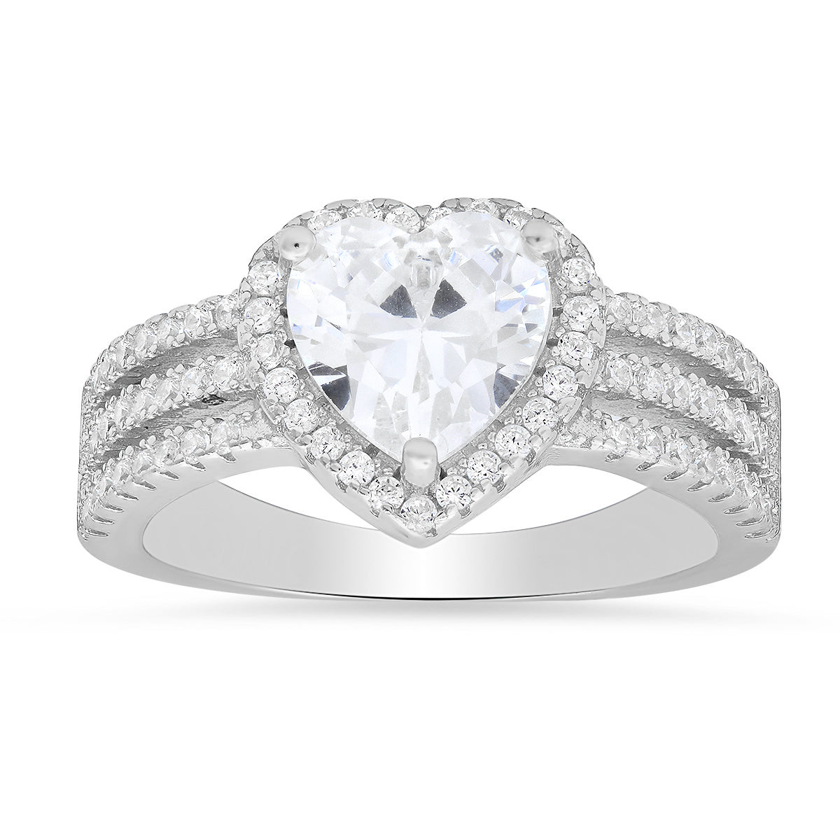 Sterling Silver Heart-cut Diamond CZ Halo Ring - Charming Charlie