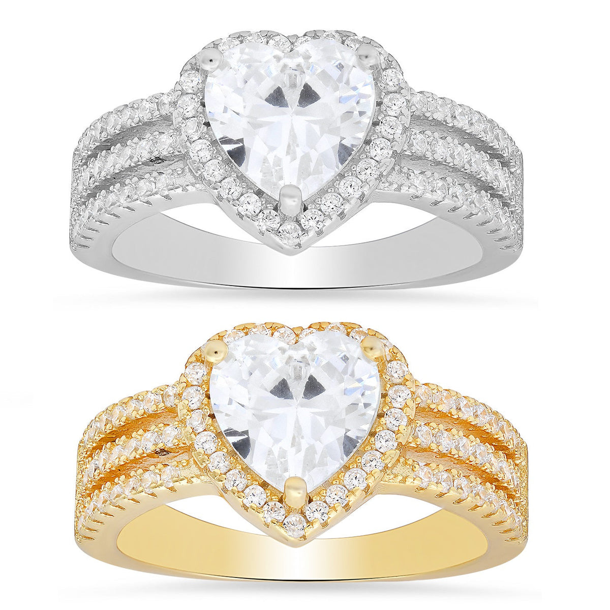 Sterling Silver Heart-cut Diamond CZ Halo Ring - Charming Charlie