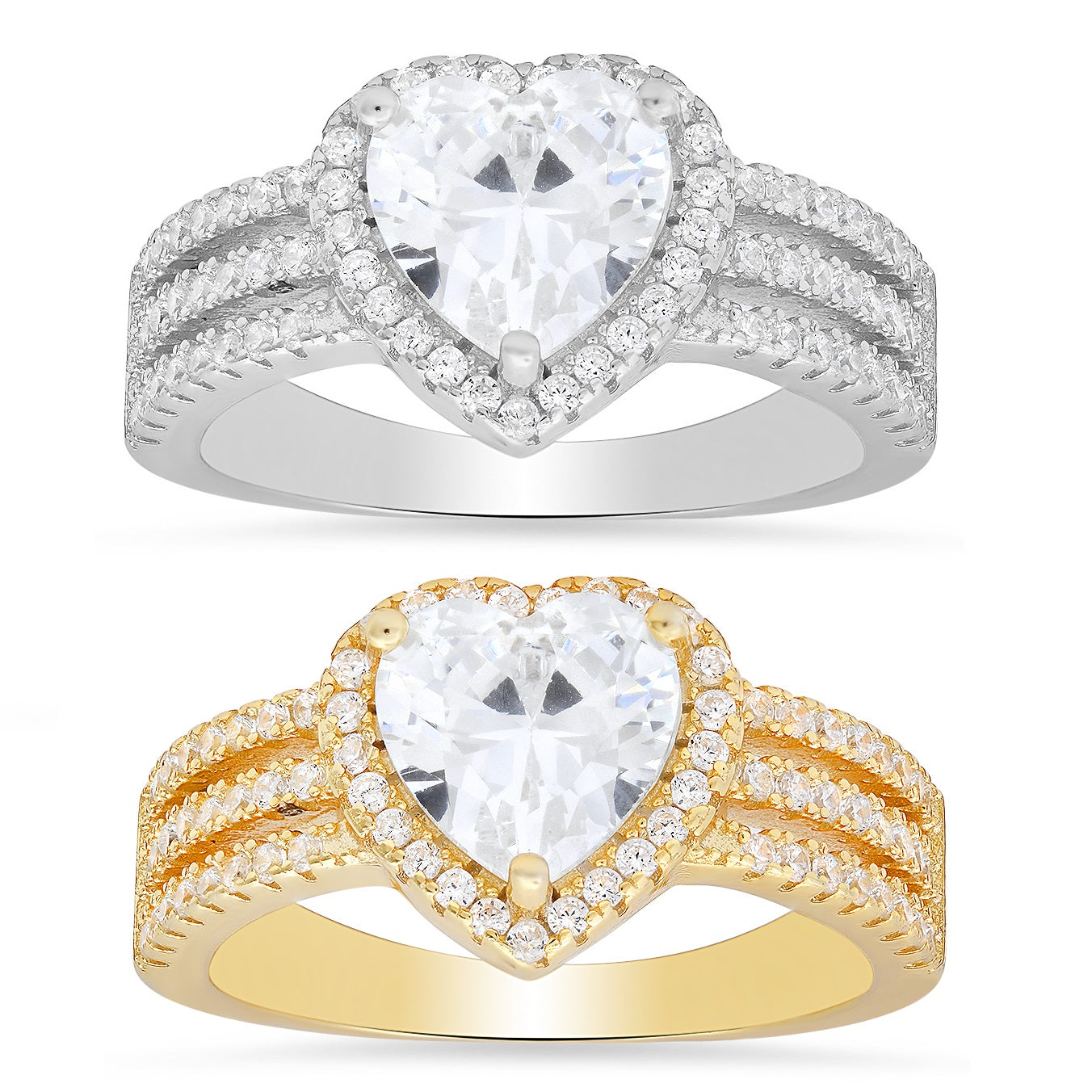 Sterling Silver Heart-cut Diamond CZ Halo Ring - Charming Charlie