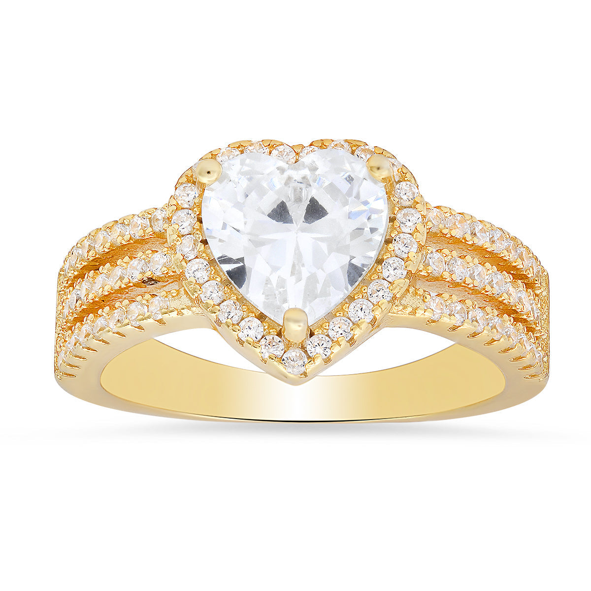 Sterling Silver Heart-cut Diamond CZ Halo Ring - Charming Charlie