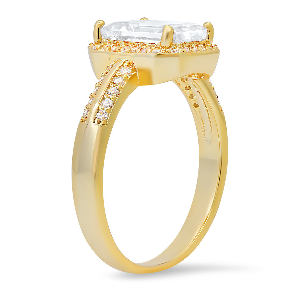 Sterling Silver Emerald-cut Diamond CZ Halo Ring - Charming Charlie