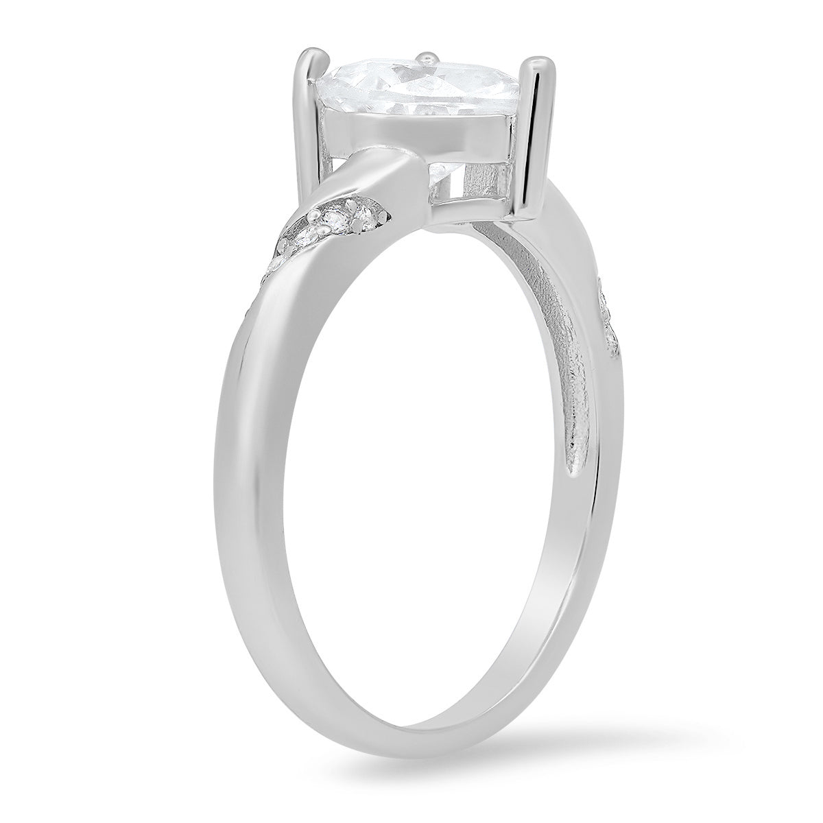 Sterling Silver Heart-cut Diamond CZ Ring - Charming Charlie