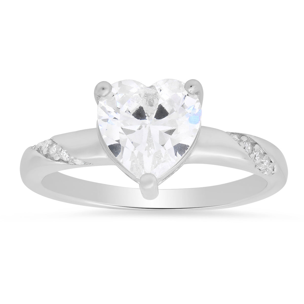 Sterling Silver Heart-cut Diamond CZ Ring - Charming Charlie