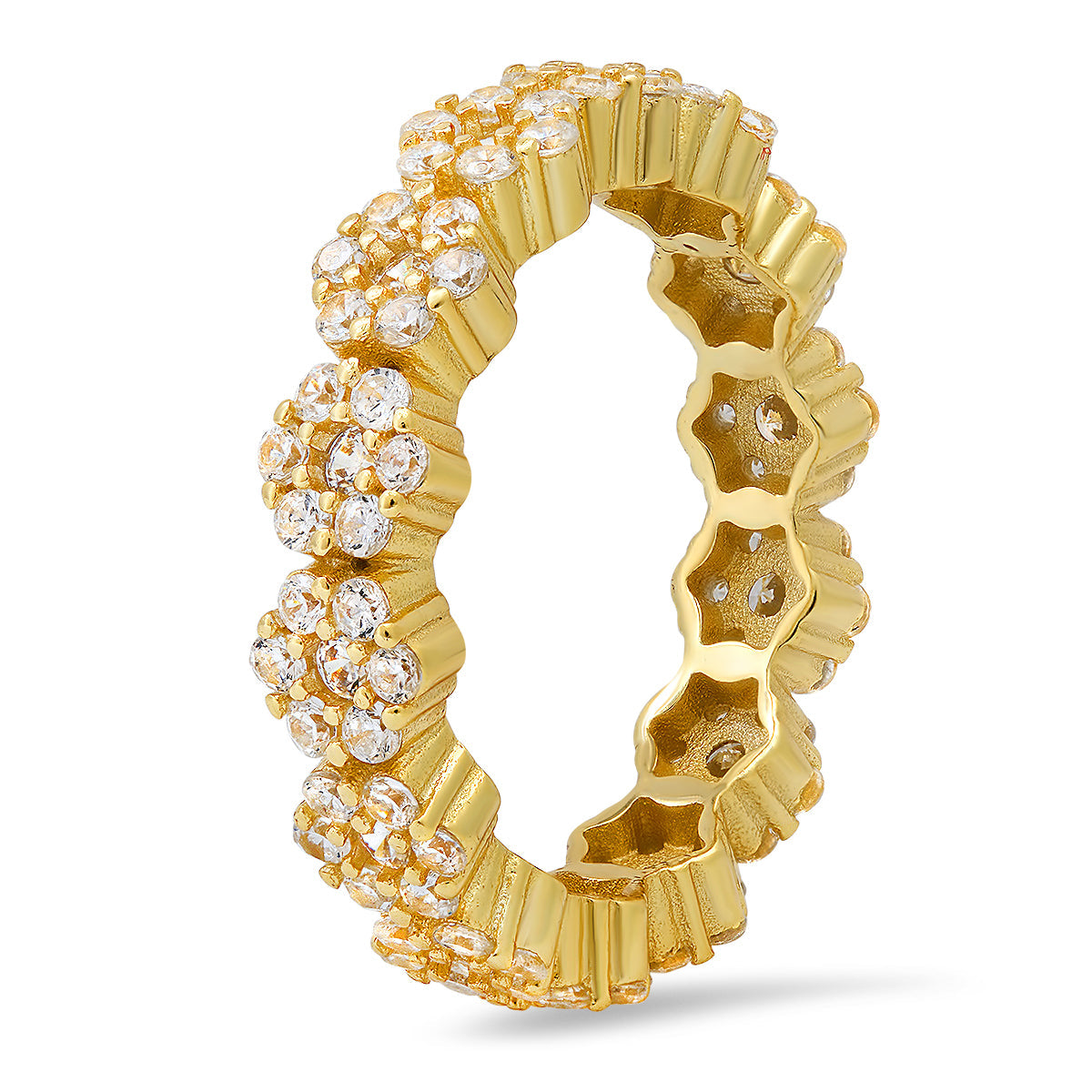 Sterling Silver Diamond CZ Floral Eternity Band Ring - Charming Charlie
