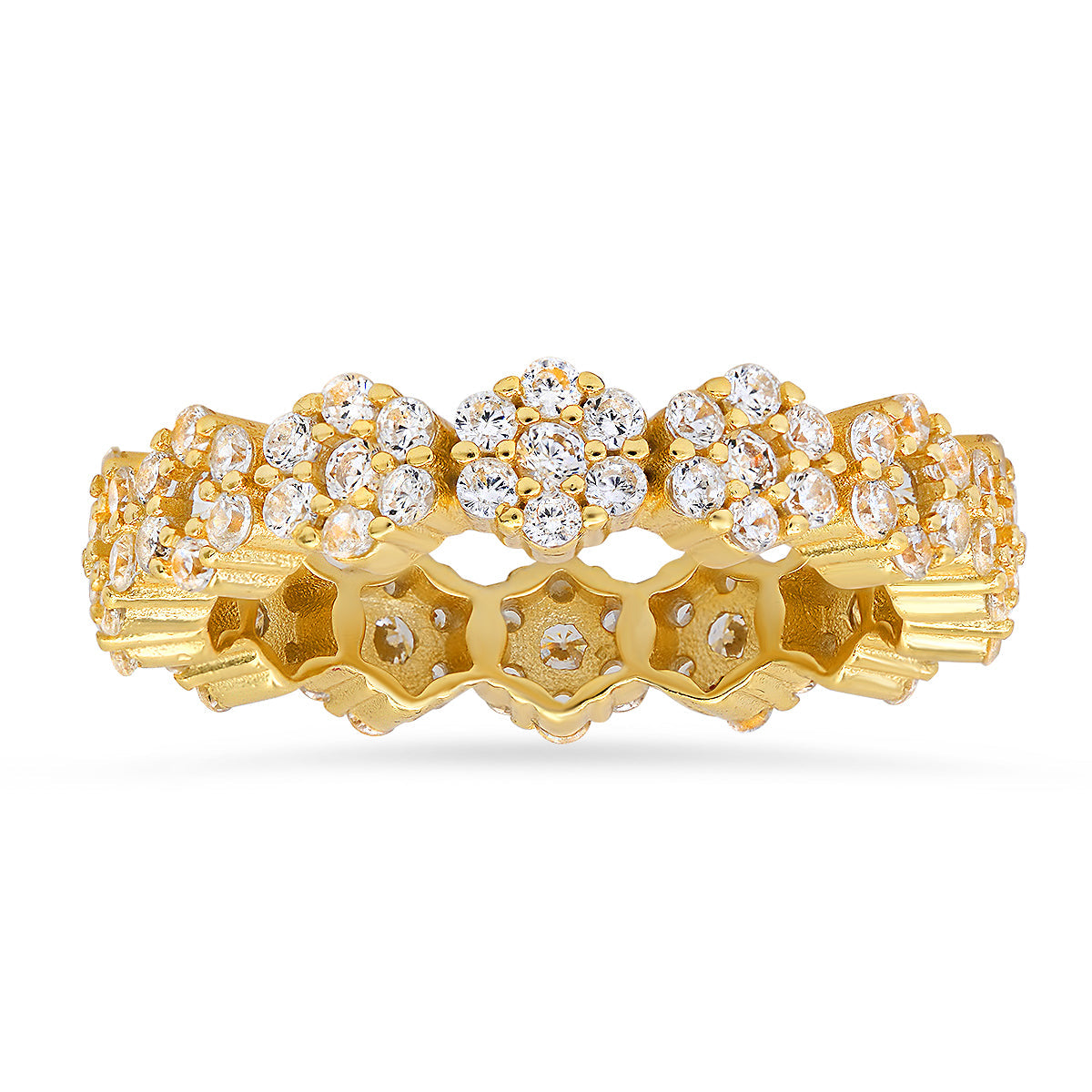 Sterling Silver Diamond CZ Floral Eternity Band Ring - Charming Charlie