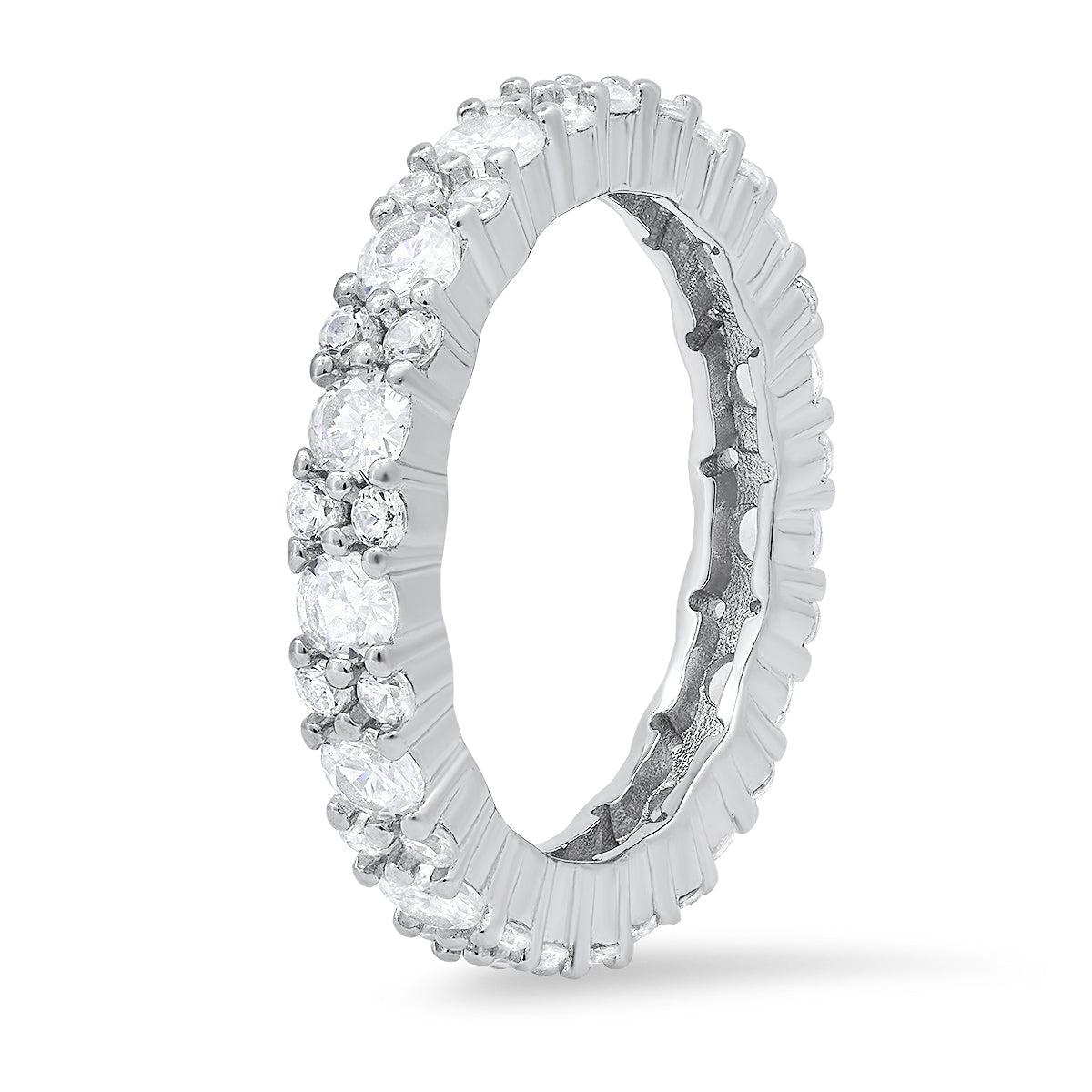 Sterling Silver Diamond CZ Eternity Band Ring - Charming Charlie