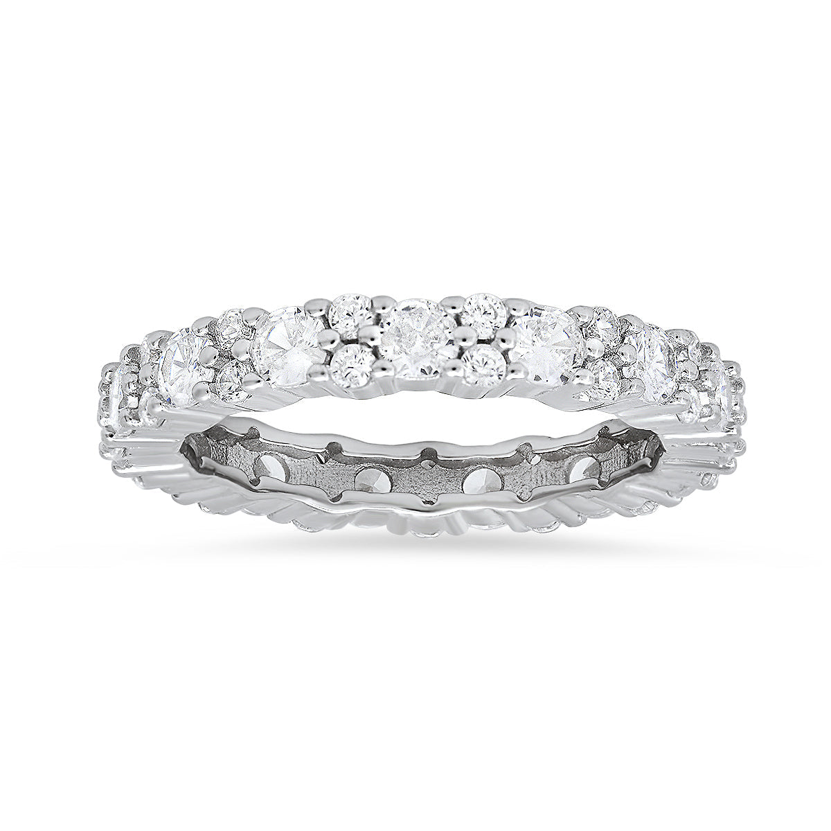 Sterling Silver Diamond CZ Eternity Band Ring - Charming Charlie