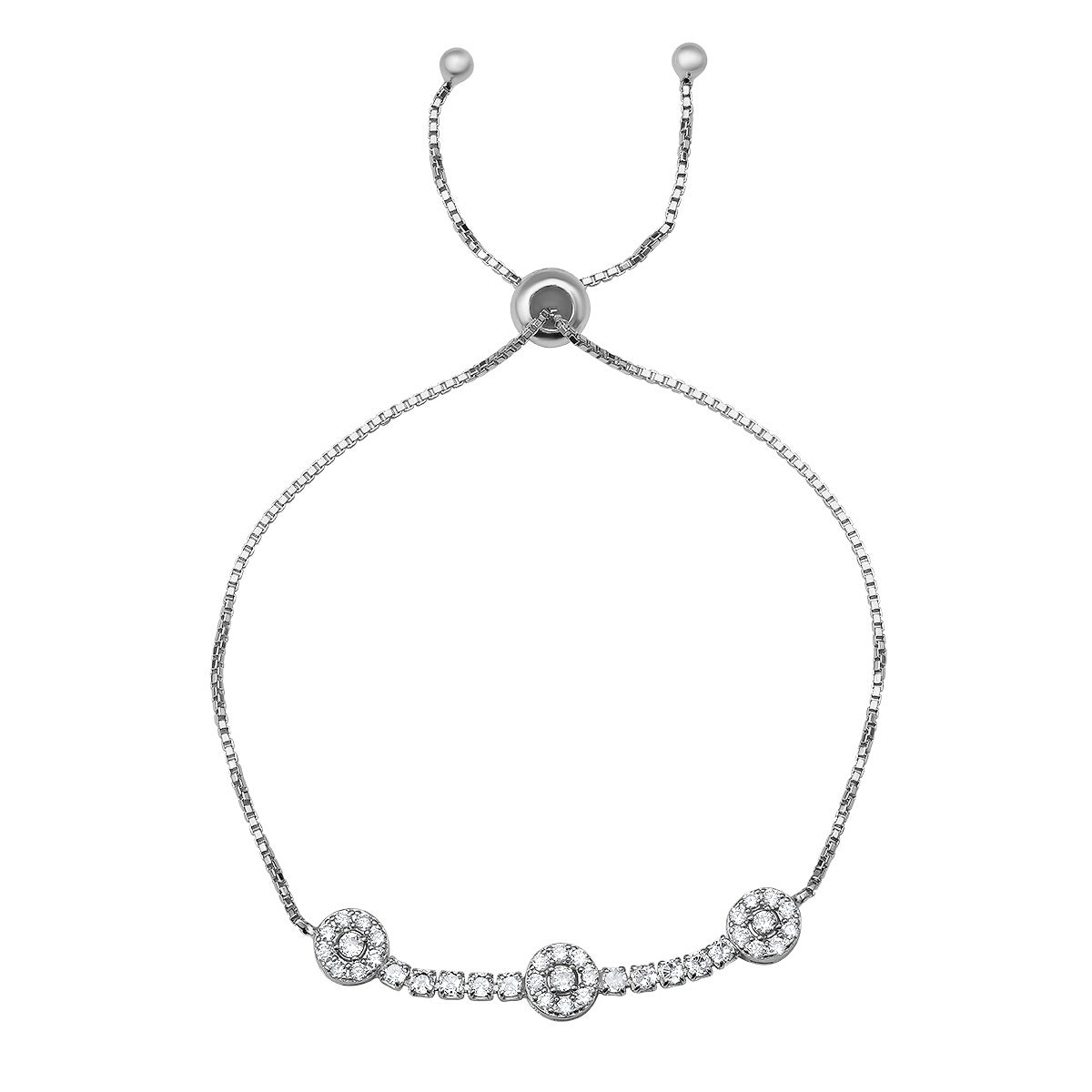 CZ Floral Station Adjustable Bracelet - Charming Charlie