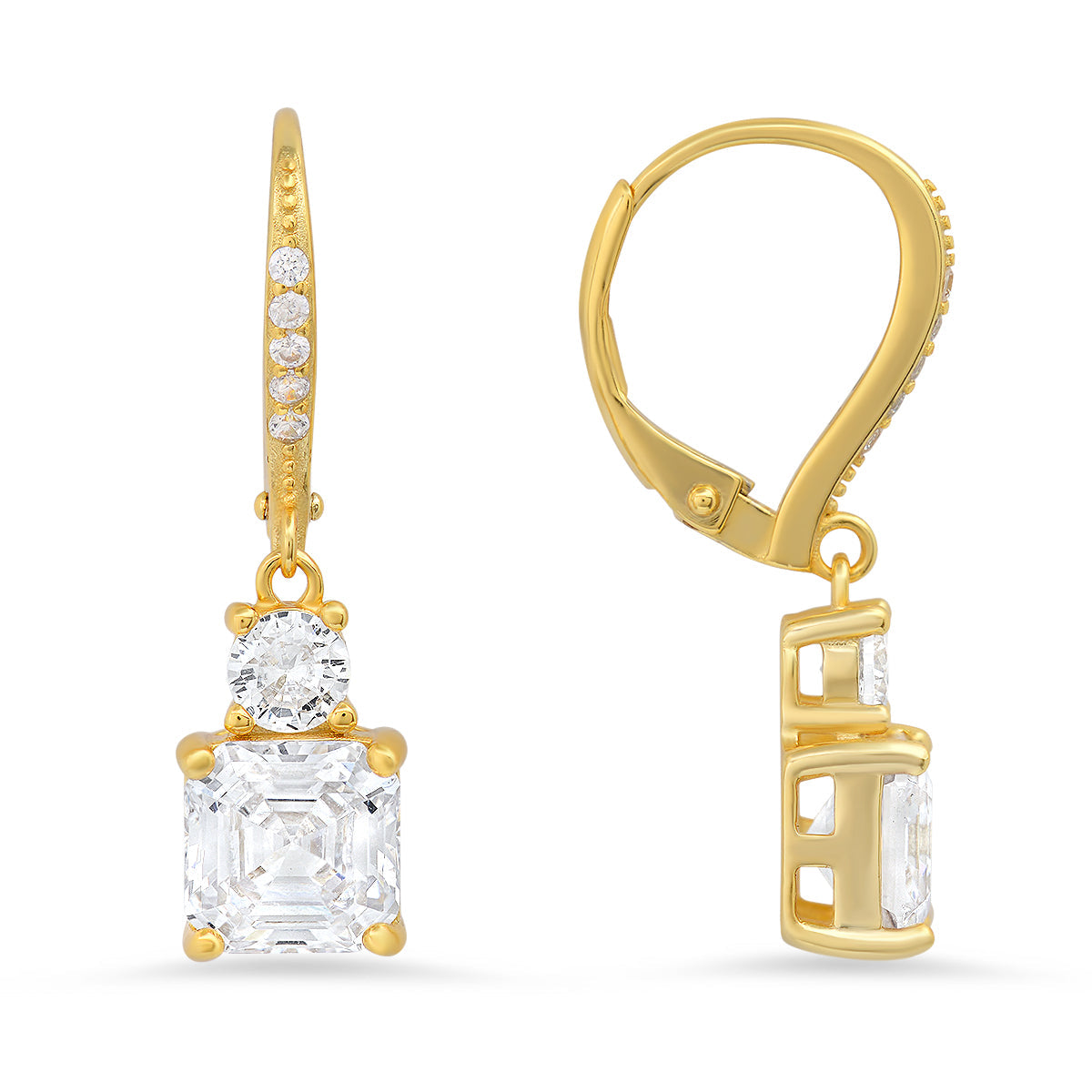 Sterling Silver Asscher-cut Dangling Diamond Earrings - Charming Charlie