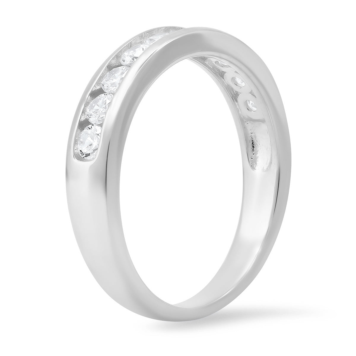 Sterling Silver Channel-set Round CZ Band Ring - Charming Charlie