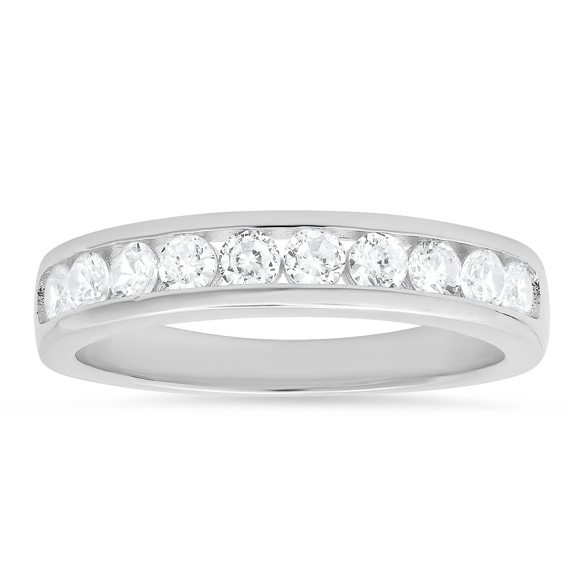 Sterling Silver Channel-set Round CZ Band Ring - Charming Charlie