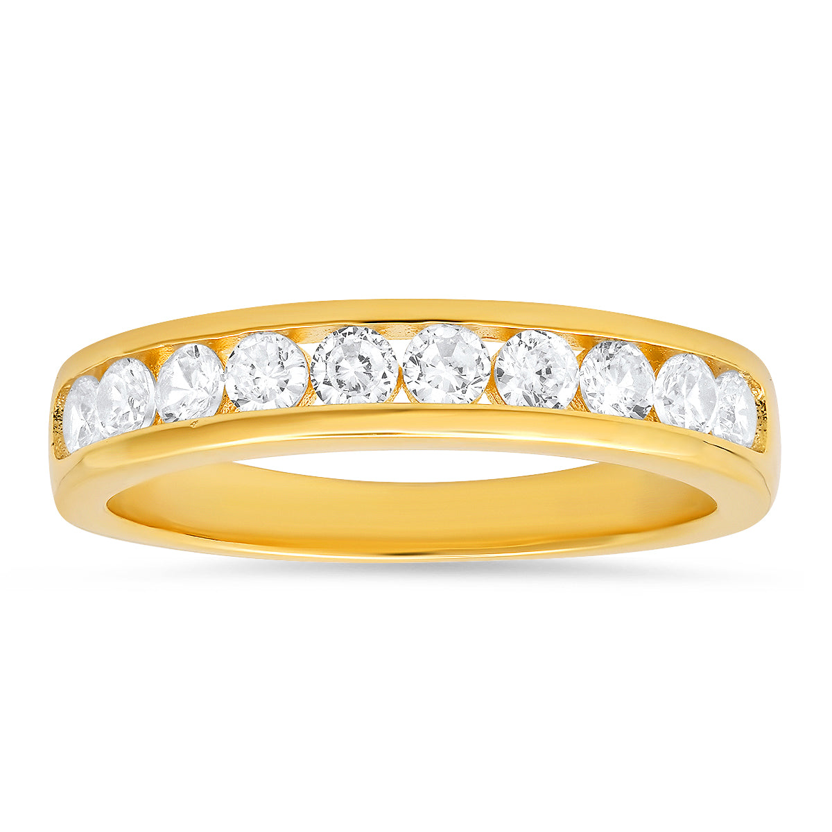 Sterling Silver Channel-set Round CZ Band Ring - Charming Charlie