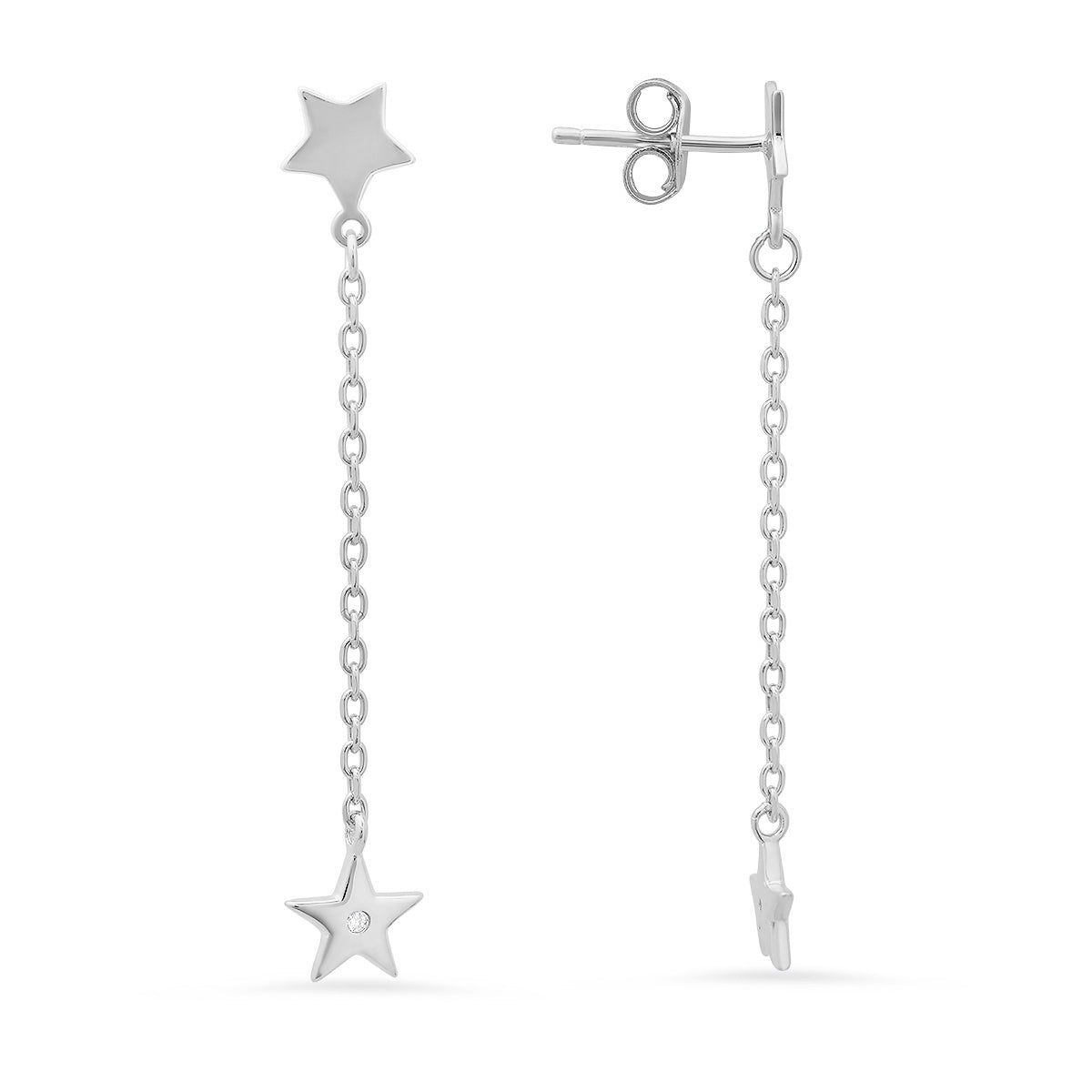 Sterling Silver Petite Dangling Stars CZ Earrings - Charming Charlie