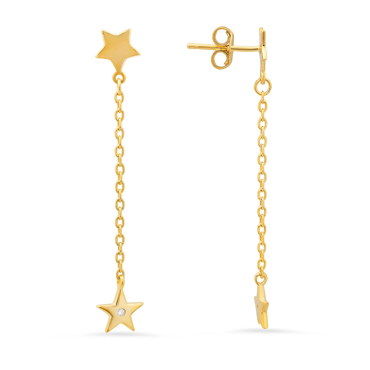 Sterling Silver Petite Dangling Stars CZ Earrings - Charming Charlie