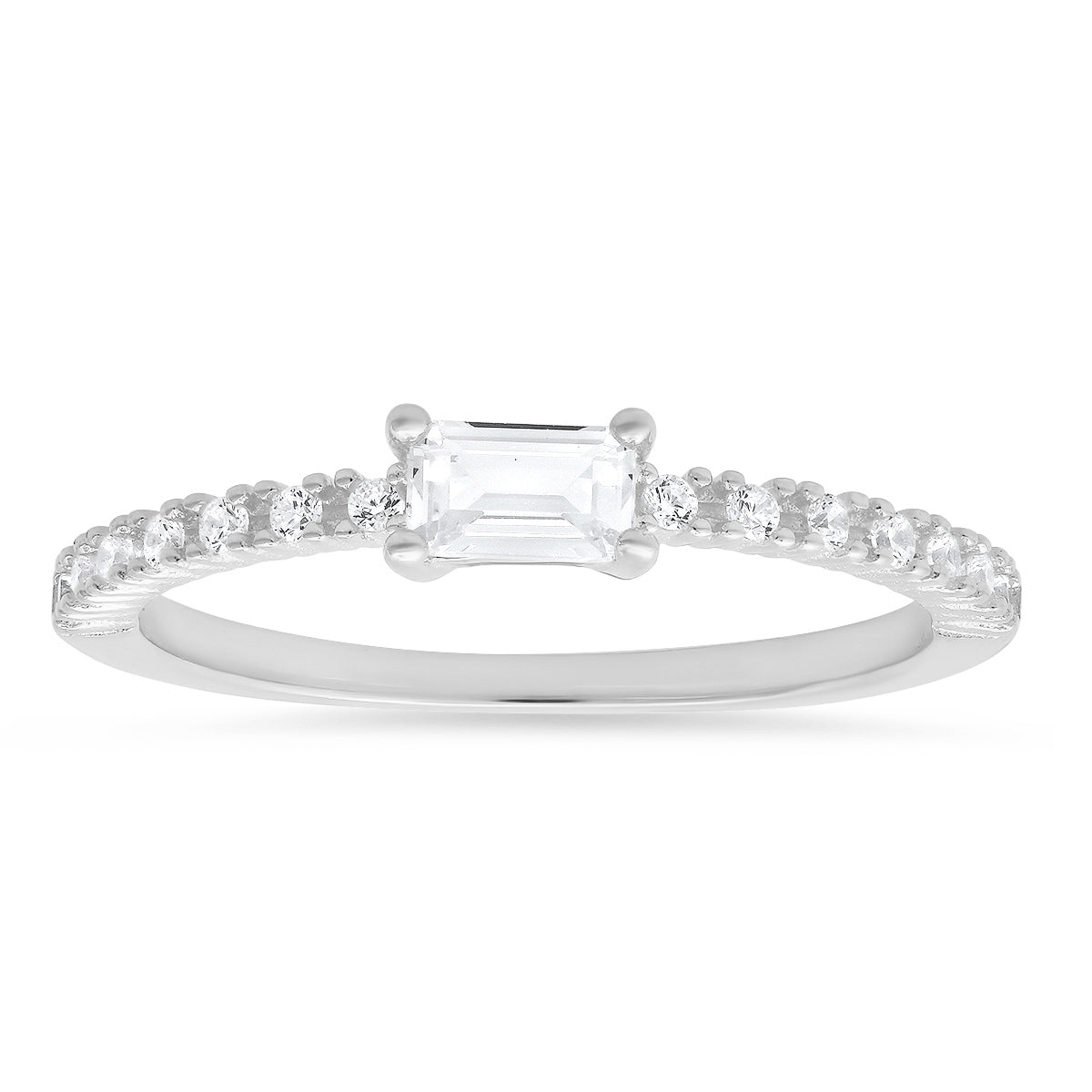 Sterling Silver East/West Baguette-cut CZ Ring - Charming Charlie