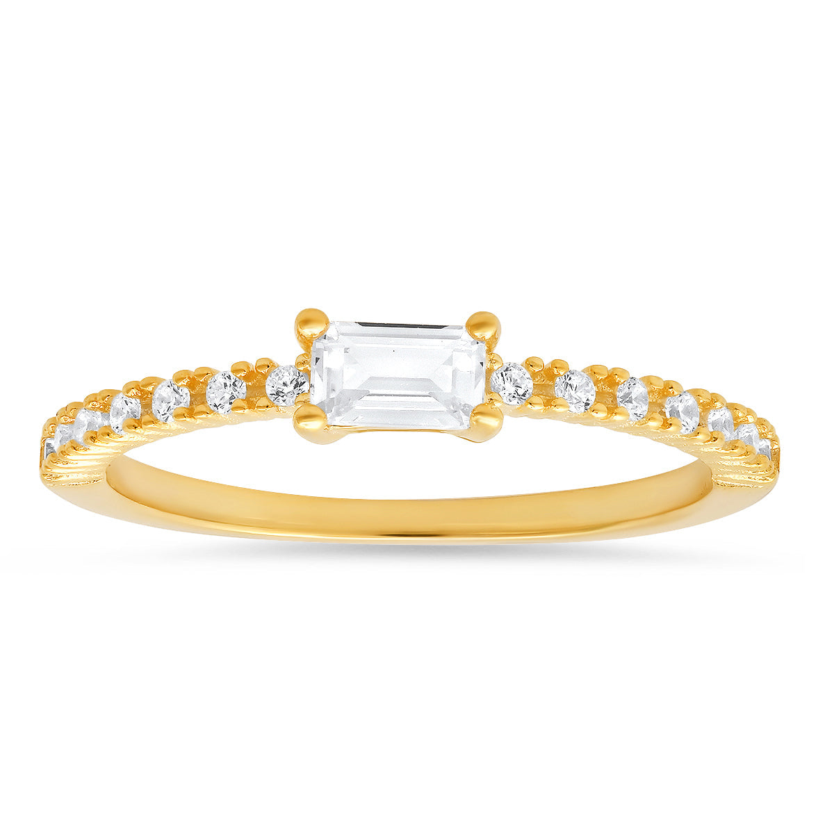 Sterling Silver East/West Baguette-cut CZ Ring - Charming Charlie