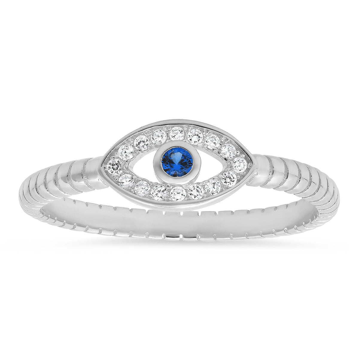 Sterling Silver CZ Evil Eye Ring - Charming Charlie